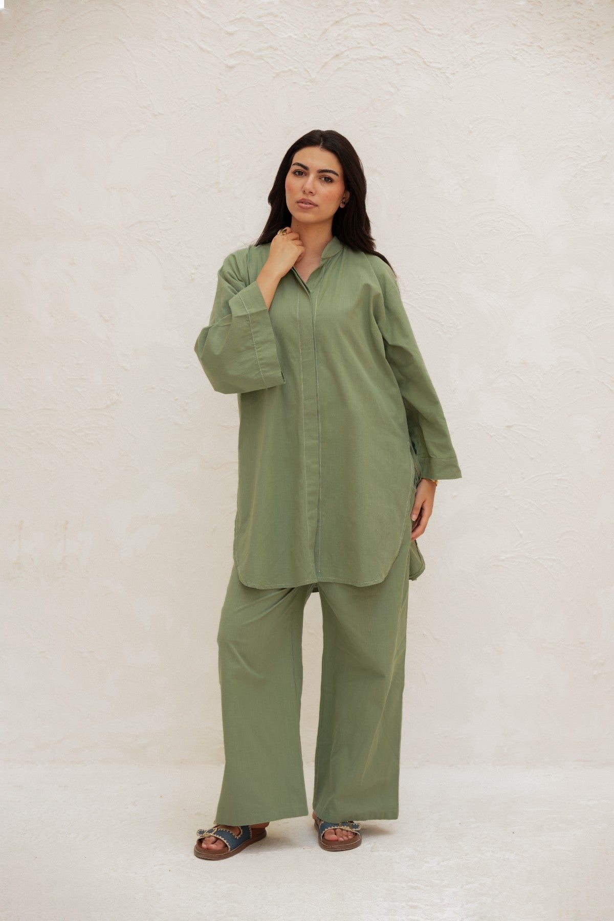 Olive Cotton Linen Set