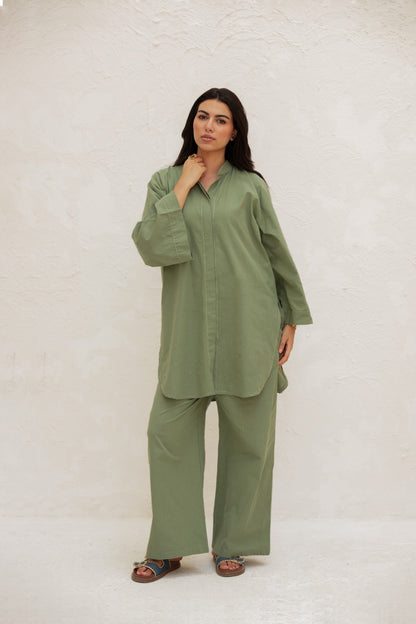Olive Cotton Linen Set