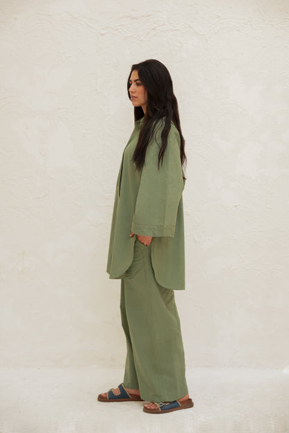 Olive Cotton Linen Set