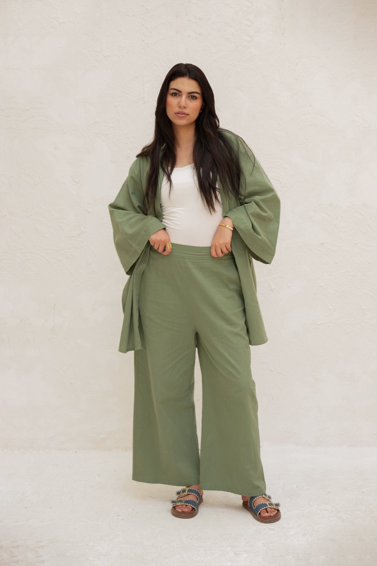 Olive Cotton Linen Set