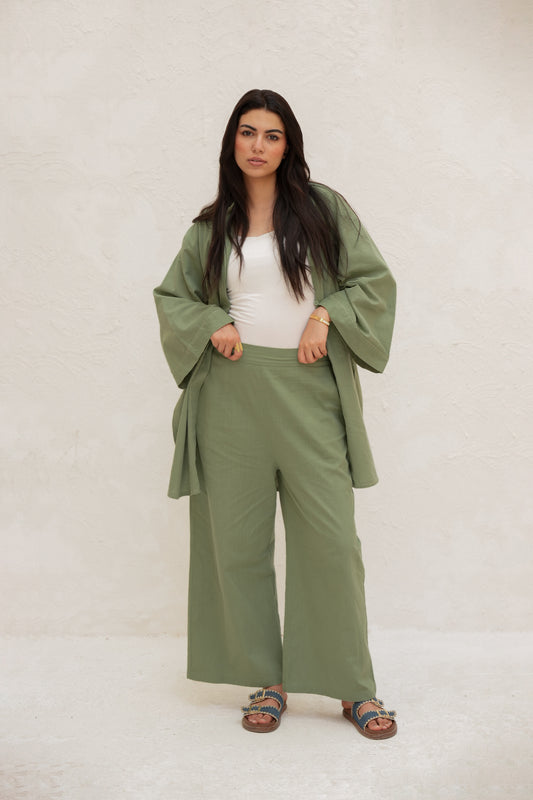 Olive Cotton Linen Set